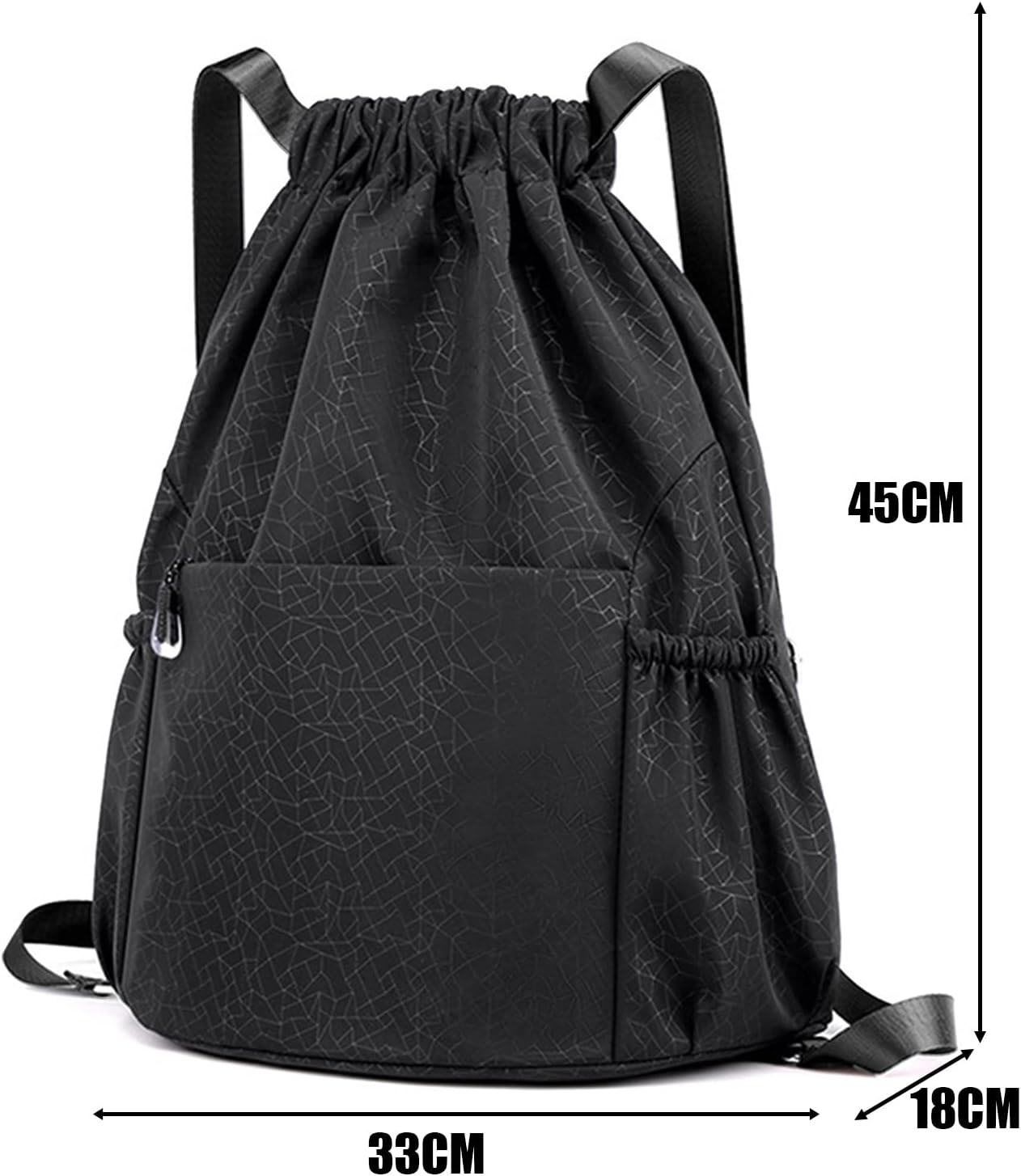 Sports Gym Bag, Waterproof Bag, Unisex Backpack, Daypack, Gym Bag, Sports Bag, Bag for School, Sports, Travel and Outdoor Use, Black pattern style, Casual – Bild 2