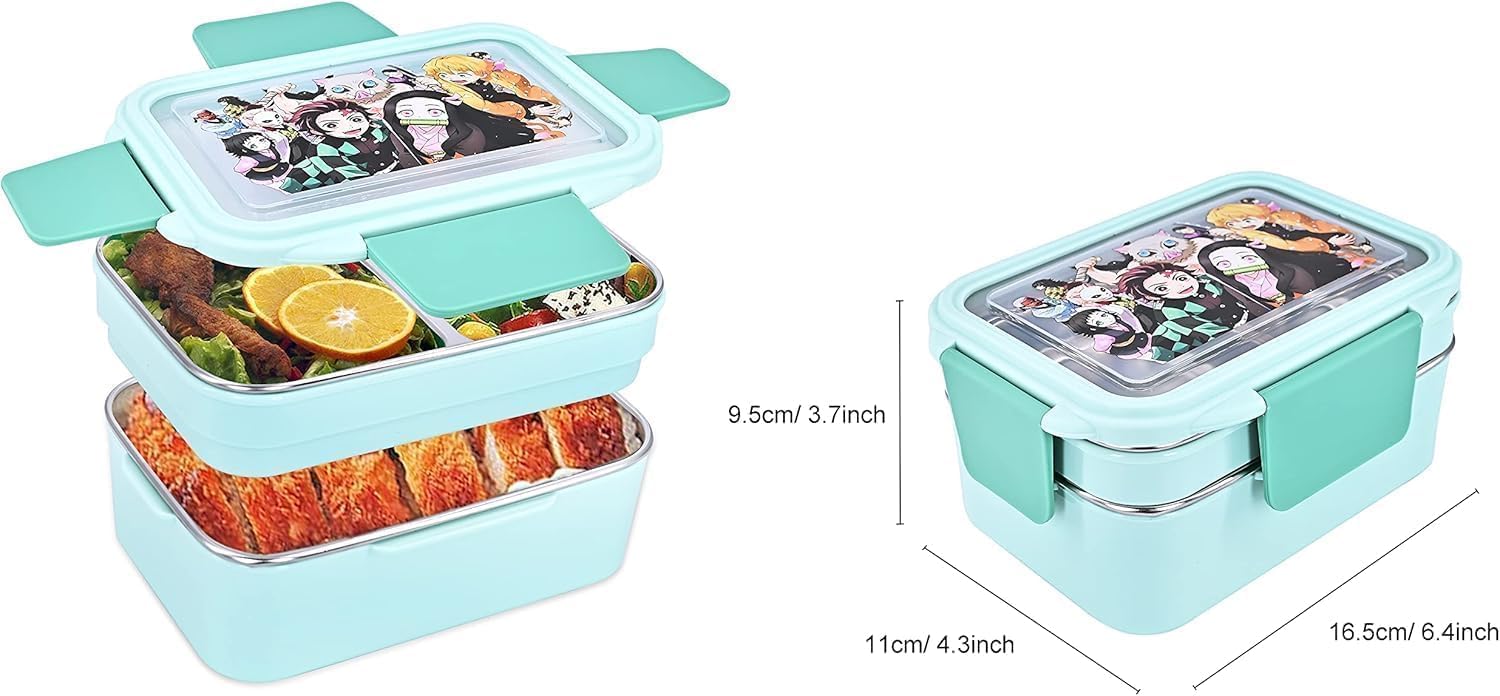 Demon slayer Lunch Boxes, Stainless Steel Portable Snack Box, Leak-proof Lunch Box with Compartments, Lunch Box for Children and Adults, Thermal Container for School, Office, Picnics 2 – Bild 2