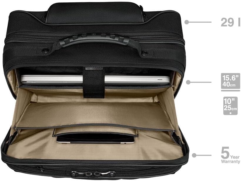 WENGER Legacy Black Series Briefcase, Laptop Bag for Wheels, Trolley, Notebook up to 15.6 Inches, 29 L, Office, Business, University, School, Black, 653631 – Bild 3