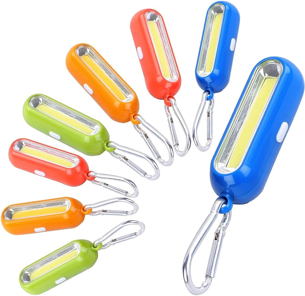 Pack of 8 LED Safety Flashing Light Children, Flashing Light School Bag Reflectors with 3 Modes Continuous & Flashing Light, LED Dog Light Pendant with Carabiner Safety Light for Backpack Jogging