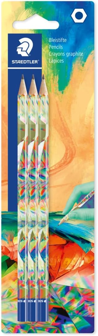 STAEDTLER 170BK3E2-2 Hexagonal Pencil, Easy to Erase and Sharpen, Blister Card with 3 HB Pencils