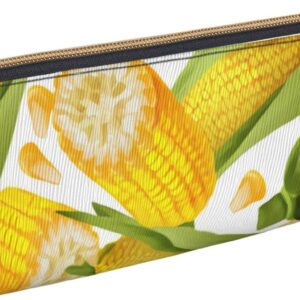 Federmäppchen mit Maismuster, dreieckig, tragbares Federmäppchen, Leder-Organizer mit Reißverschluss, Kosmetiktasche