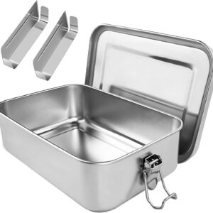 Nutabevr Premium Stainless Steel Lunch Box, 1400 ml Lunch Box, Leak-Proof with Divider and Sealing Ring, Sustainable and Environmentally Friendly, BPA-Free, Lunch Box, Lunch Box, Lunch Box, for Adults