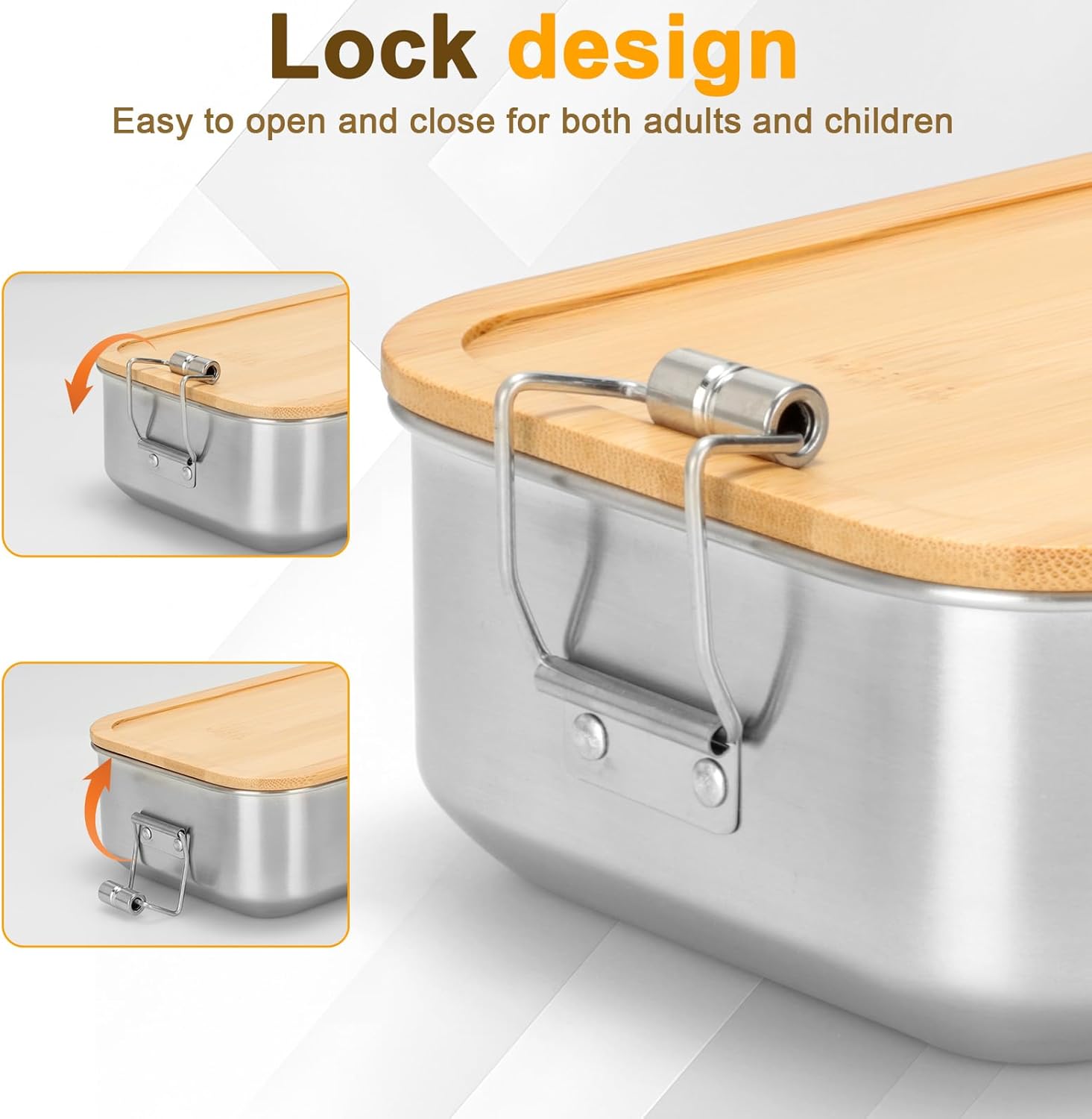 Cozary Stainless Steel Lunch Box, 1000 ml Adult Lunch Box with Compartments, BPA-Free, Bento Box, Leak-Proof with Sealing Ring for Work, School and Picnics – Bild 5