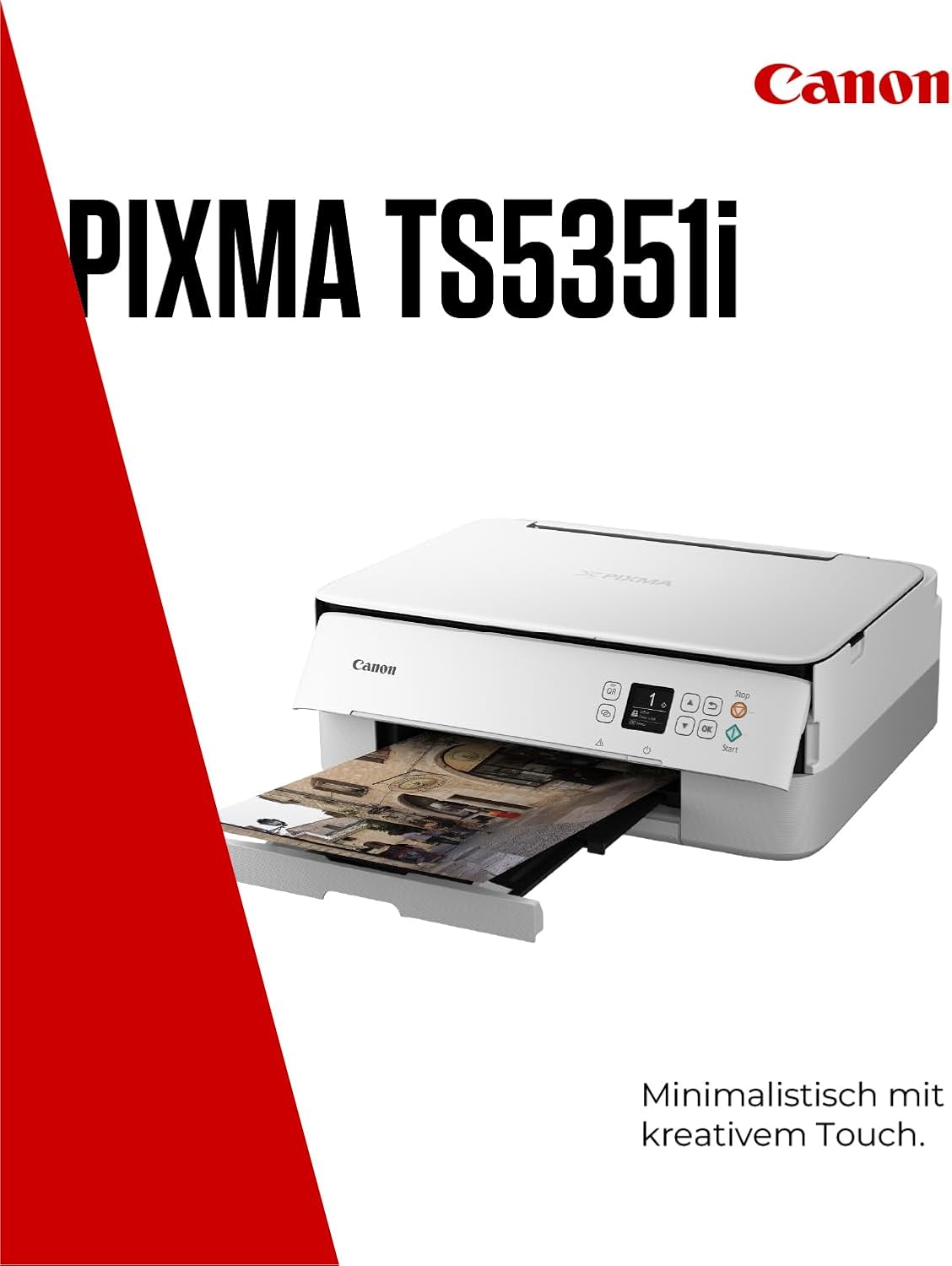 Canon PIXMA TS5351i Multifunction Printer 3-in-1 Printer/Copier/Scanner, WiFi, Borderless Photos, Wireless Printing/Scanning via Cloud + Smartphone, Duplex, 2nd Feed, PIXMA Print Plan Compatible, White – Bild 2