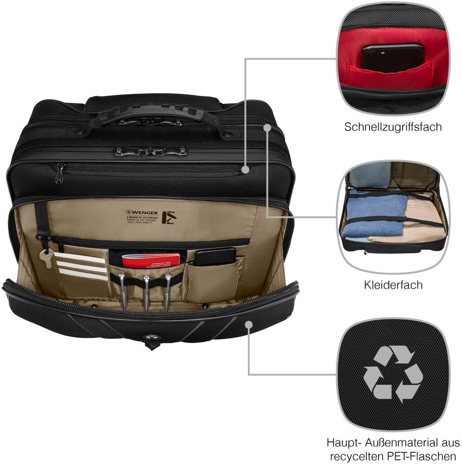 WENGER Legacy Black Series Briefcase, Laptop Bag for Wheels, Trolley, Notebook up to 15.6 Inches, 29 L, Office, Business, University, School, Black, 653631 – Bild 4