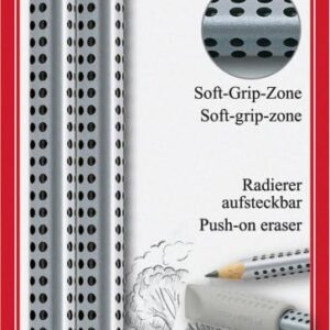 Faber-Castell Jumbo Grip 111999 Pencil with Push-On Eraser Cap Grey