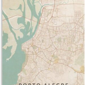 LZTEN Porto Alegre Brazil Map Poster Vintage Print Canvas Wall Art Print Posters for Home School Office Decoration Unframed 40x60cm