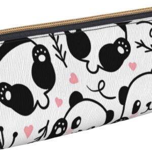Cute Animal Panda Pencil Case Triangle Pencil Case Portable Pencil Case Leather Organizer Zipper Cosmetic Bag, White, Bag organiser