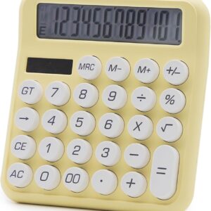 OFFIDIX Office Desk Calculator 12 Digit Standard Calculator Cute Candy Color Electronic Calculator (Yellow)