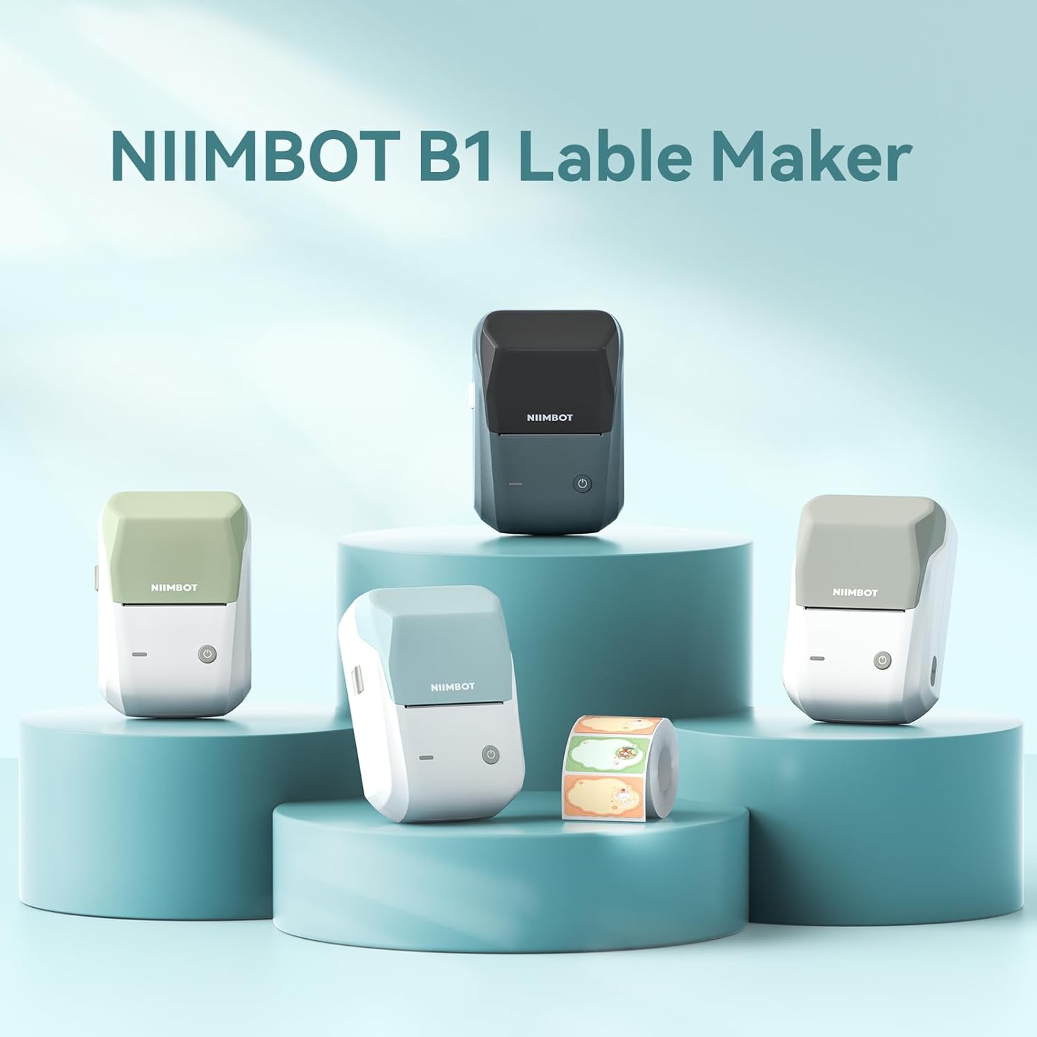 NIIMBOT B1 Label Printer with 1 Roll Starter Tape, Bluetooth Self-Adhesive Labeler, Labelling Device, Print Size 20-50 mm, Compatible with iOS and Android for Home, Office (Light Blue) – Bild 7