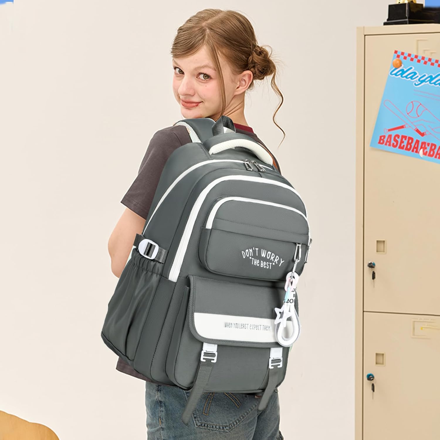 School Backpack Teenager Girls Boys Backpack School Multi Bag School Bag Women's Waterproof School Bag Large School Backpack for Girls Boys with 15.6 Inch Laptop Compartment – Bild 9
