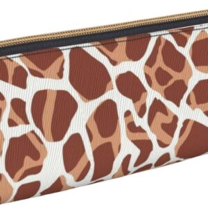 Funny Giraffe Animal Pencil Case Triangle Pencil Case Portable Pencil Case Leather Organizer Zipper Cosmetic Bag, White, Bag organiser