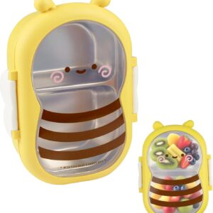 Children's Stainless Steel Lunch Box, Cartoon Bee Lunch Box, with 2 Compartments, Leak-Proof Lunch Box, Dishwasher Box, Adult Lunch Box for Picnic, Work, School Lunch and Travel