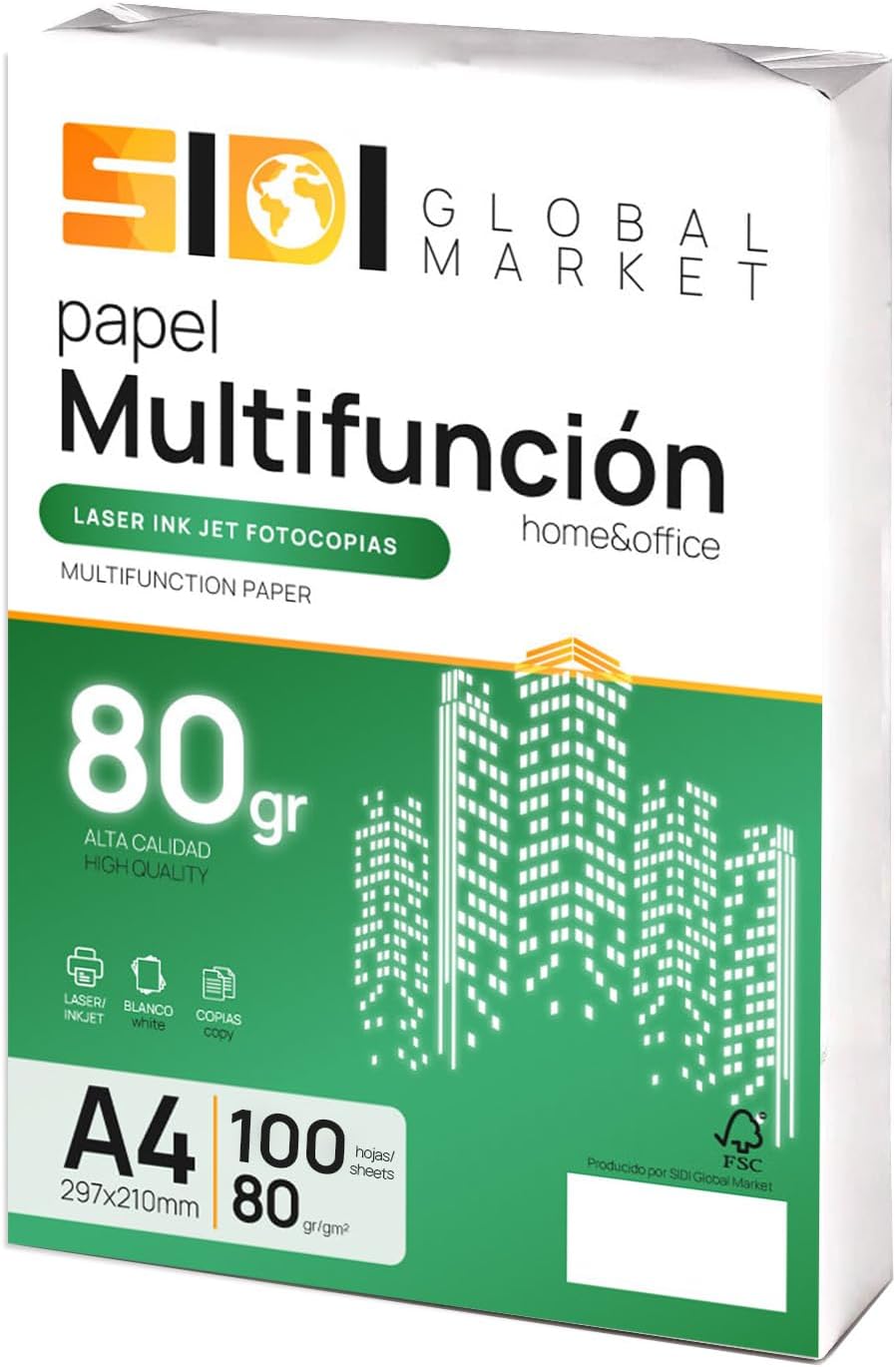 SIDI A4 Paper 80g Printer Paper for School, Work or Home Use, Sheets for Copier and Multipurpose, Extra White (100 Sheets)