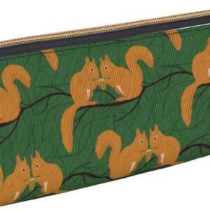 Federmäppchen mit niedlichem Eichhörnchen-Tiermuster, dreieckig, tragbares Federmäppchen, Leder-Organizer mit Reißverschluss, Kosmetiktasche