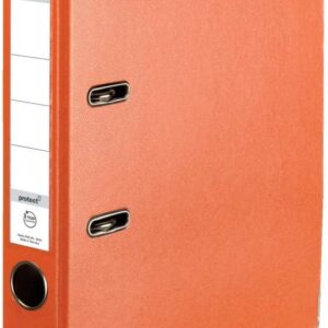 Herlitz® Q.file Folder | Spine 5 cm | PP Film | Office Organiser for A4 Documents | Change Label | Lever Mechanism with Print Strip | Holds 350 Sheets | Orange