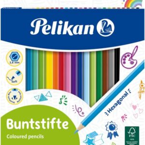 Pelikan 724013 – Colouring Pencils Hexagonal Wooden Pencils, Pack of 24 Colours