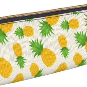 Cute Pine Pattern Pencil Case Triangle Portable Pencil Case Leather Organizer with Zipper Cosmetic Bag, White, Bag organiser