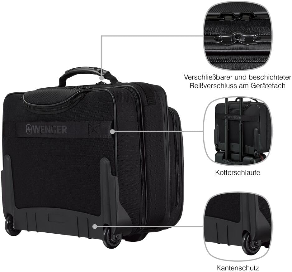 WENGER Legacy Black Series Briefcase, Laptop Bag for Wheels, Trolley, Notebook up to 15.6 Inches, 29 L, Office, Business, University, School, Black, 653631 – Bild 5