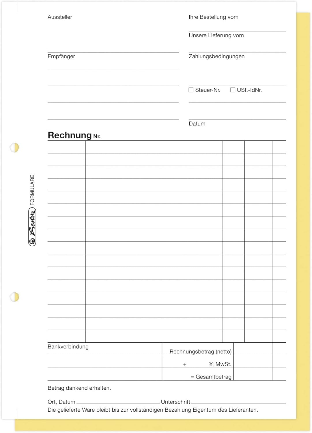 Herlitz 1932862 Invoice Book A5, 305 2 x 40 Sheets, Self-Copying, Pack of 4 (1) – Bild 3
