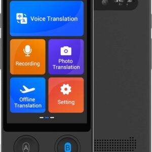 Offline Voice Translator [Latest AI Language Translator – W12] 144 Languages and Accents with 3.7 Inch Touchscreen Instant Two-Way Translation