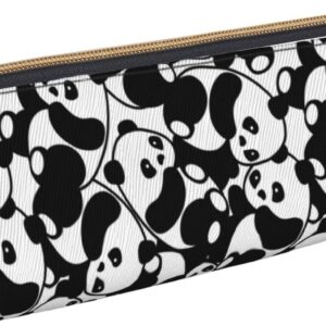 Federmäppchen mit niedlichem Tier-Panda-Muster, dreieckiges Stiftetui, tragbares Federmäppchen, Leder-Organizer mit Reißverschluss, Kosmetiktasche