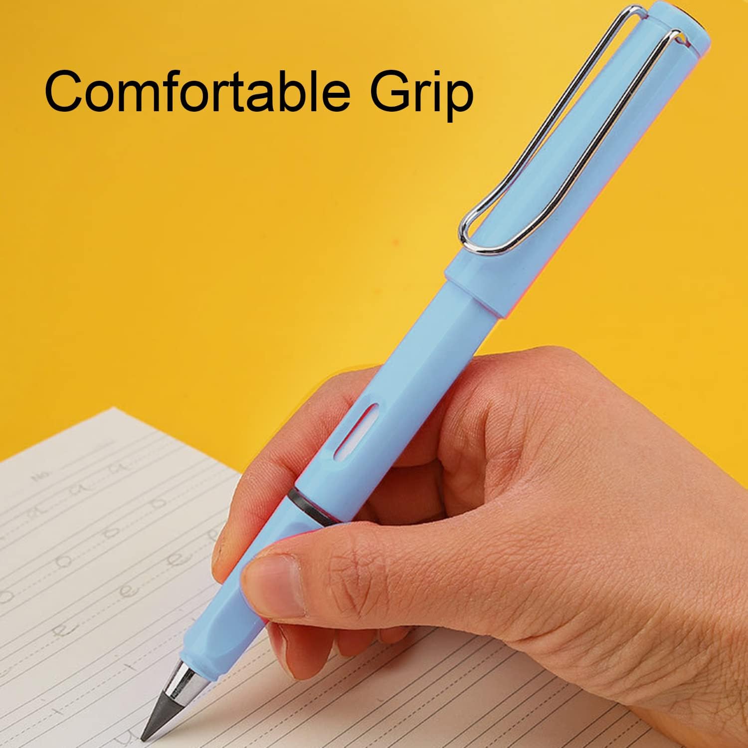 Pack of 5 Inkless Pencils with 5 Interchangeable Heads, Eternal Pencil with Eraser, Infinity Pencil, Pencils Set for Children and Adults from 3 Years (5 Colours) – Bild 3