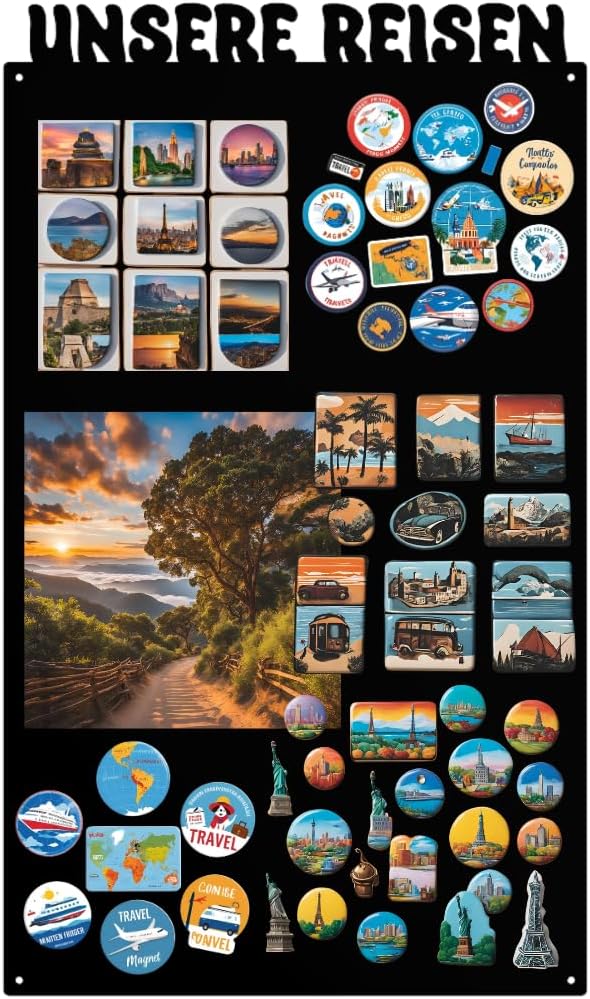 Our Rich Magnetic Board, Black, 80 x 50 cm, Metal Magnetic Board, Magnetic Board, Wall Mounting, for Living Room, Kitchen, Hallway, Children's Room, Office, Board for Tourist Magnets, Notes and Photos – Bild 2