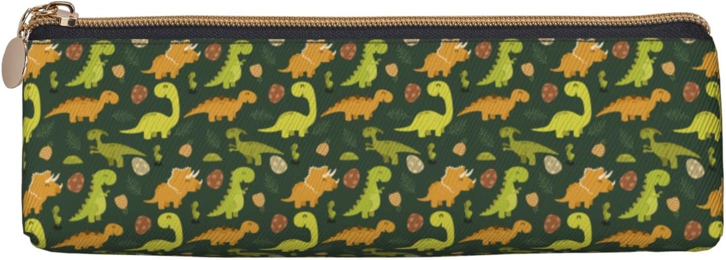 Dinosaur Pine Pencil Case Cosmetic Bag Pen Case Leather Triangle Storage Bag Zipper Stationery Organizer for Adults Office, Dinosaur Pineapple, Bag organiser – Bild 3