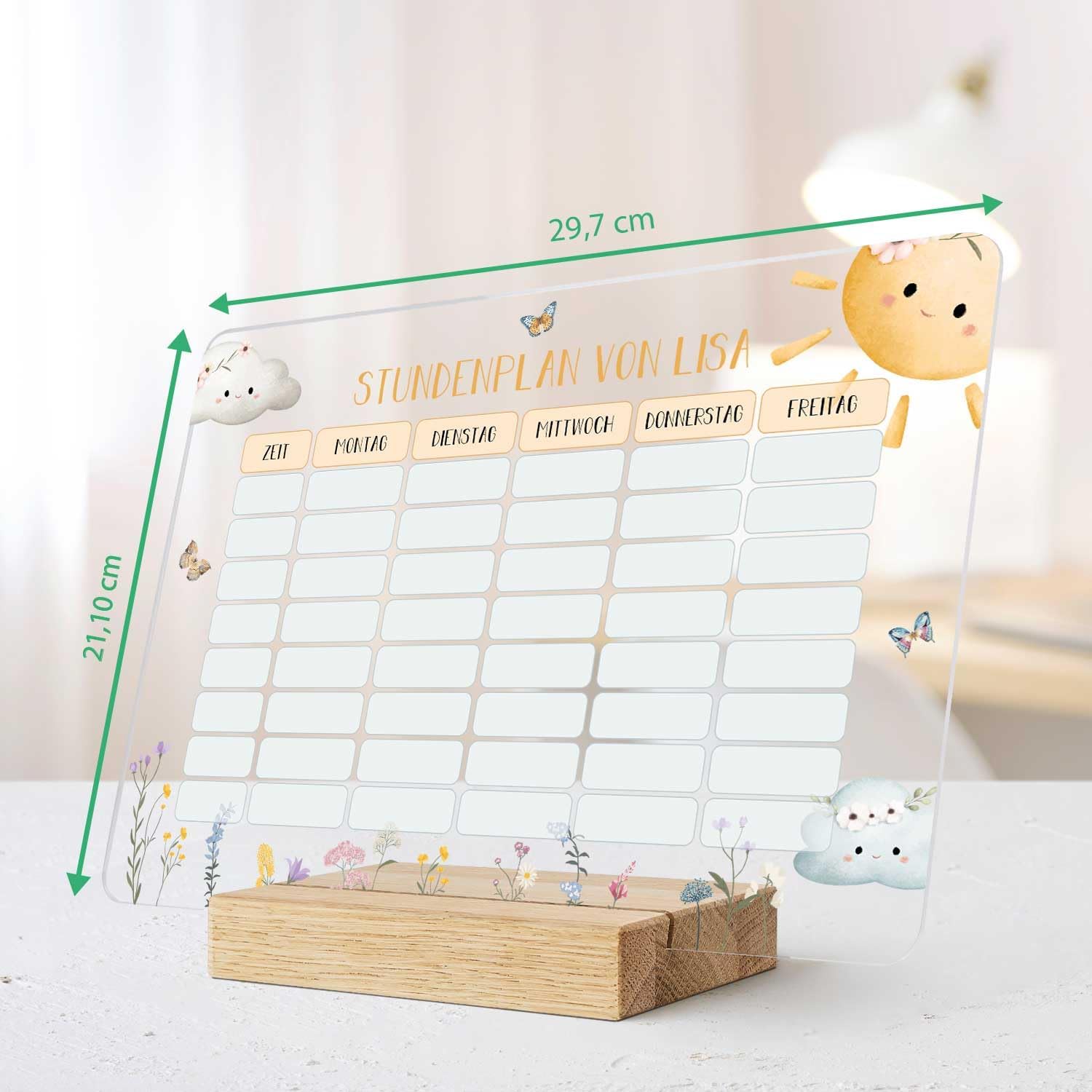 GRAVURZEILE Personalised Timetable - Rainbow with Name - Wipe-Clean Weekly Planner for Children Including Pen - Gift for the School Cone for First Day of School - Colour: Red – Bild 6