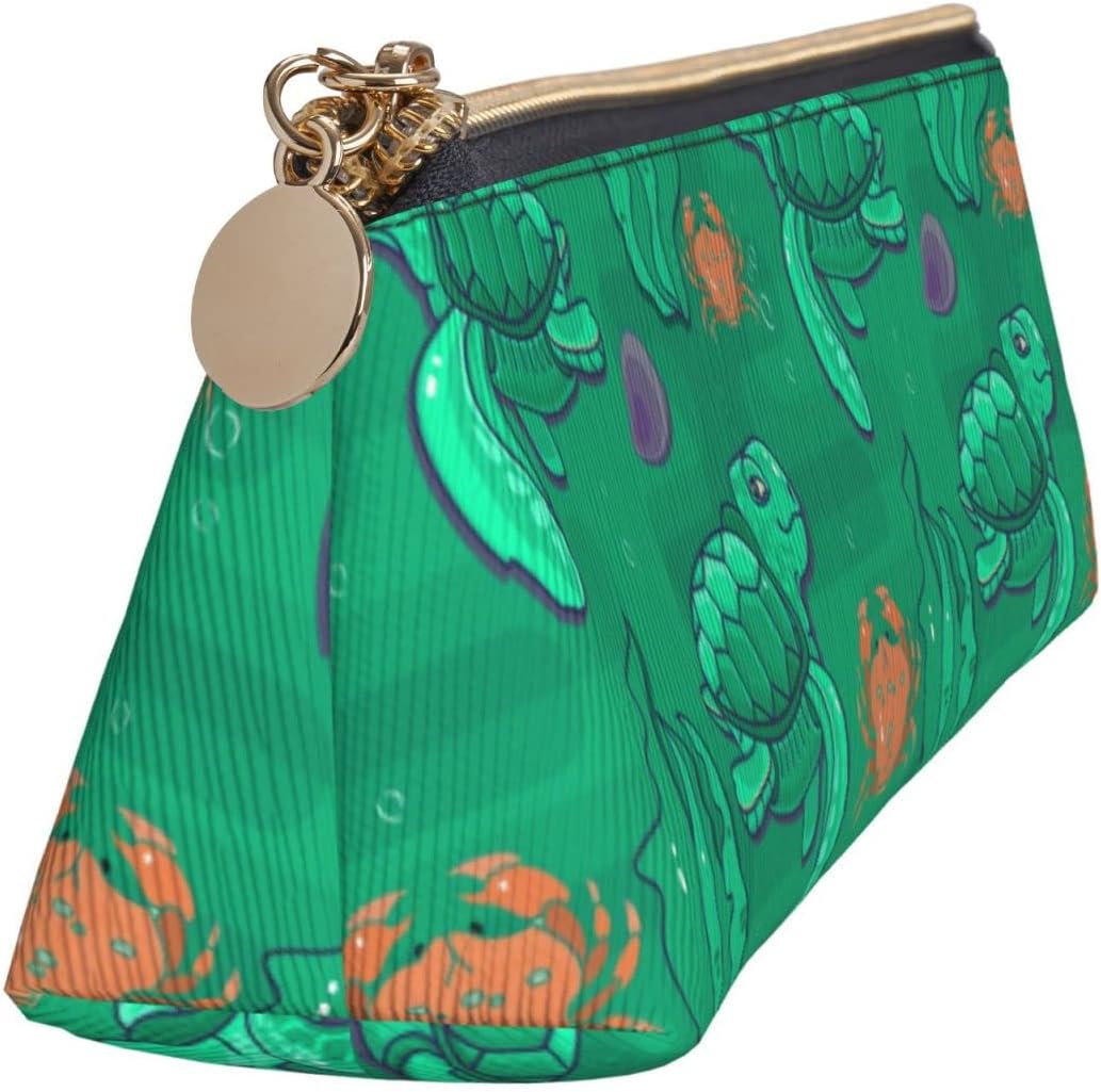 Federmäppchen mit Meeresschildkröten-Motiv, dreieckig, tragbares Federmäppchen, Leder-Organizer mit Reißverschluss, Kosmetiktasche – Bild 3