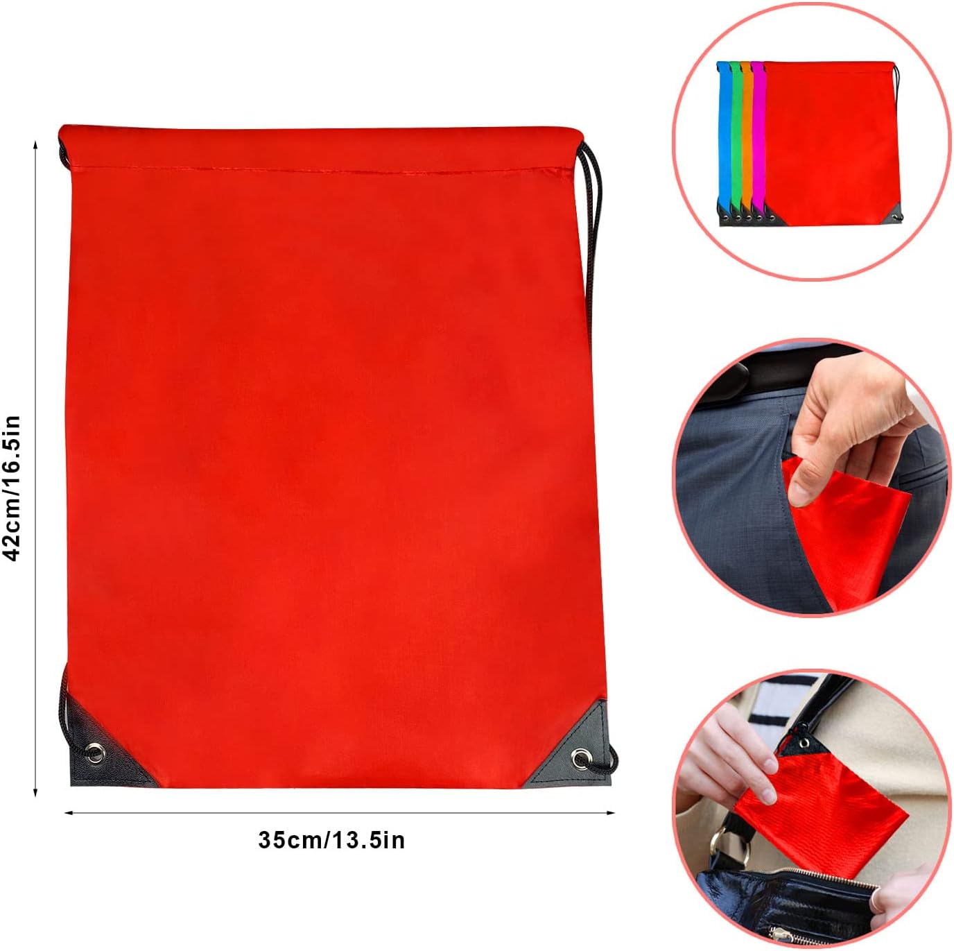 Lovesmile Pack of 10 Drawstring Bags, Colourful Gym Bag, Reusable Drawstring Backpack, Gym Bag, Waterproof, Drawstring Bag, Suitable for Boys and Girls, Travel, Fitness, Camping (10 Colours), – Bild 5