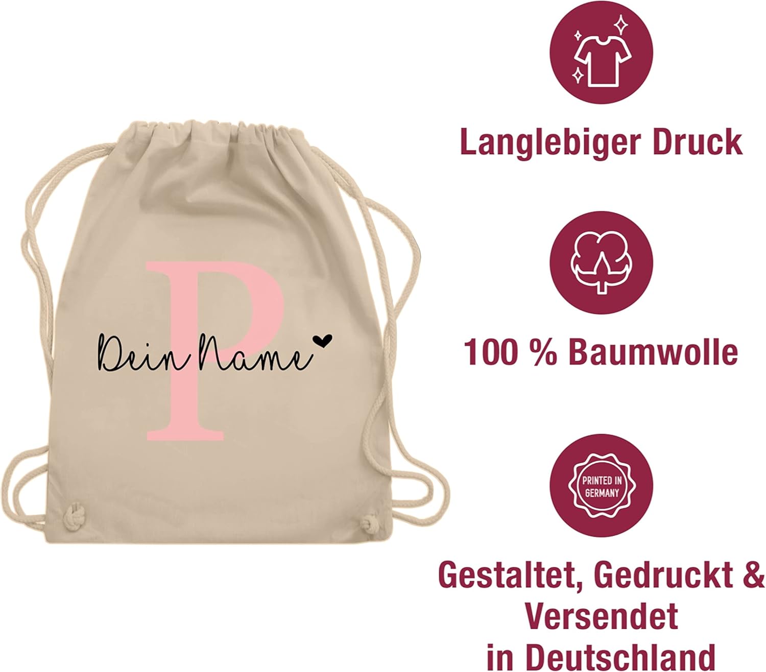 Geschenk mit Namen personalisiert by Shirtracer - Gym Bag Backpack - Initials - Letter Initial Letter – Bild 5