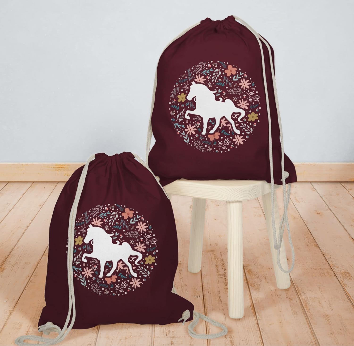 Shirtracer - Animal motif animal print - horse with flowers - gym bag and fabric bag made of cotton – Bild 6
