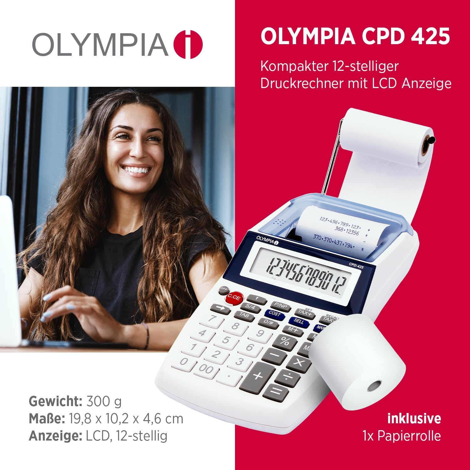 Olympia CPD 425 Mini Printer, Battery, Tilted Display, Printing Functionality – Bild 2