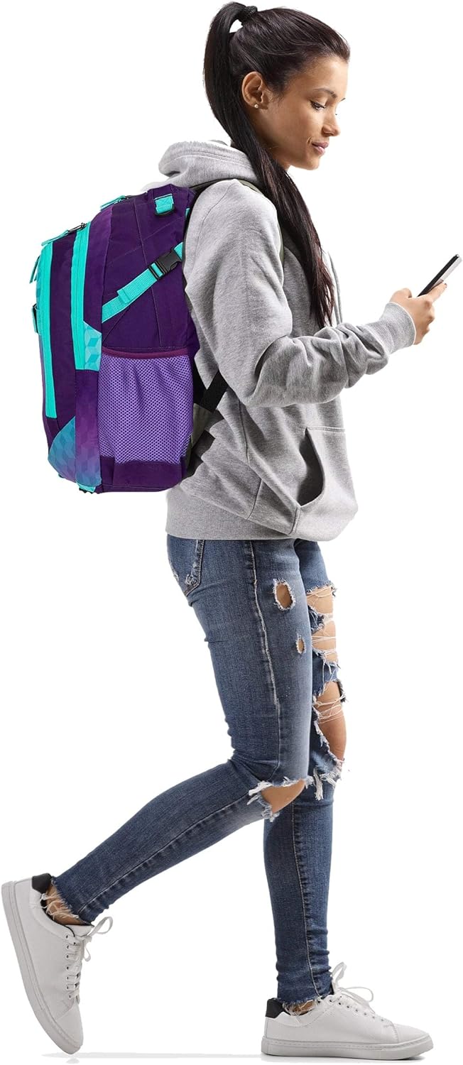 Elephant Hero Signature School Backpack School Bag School Folder Daypack Girls with Rain Cover +r, Violet Cube (Purple-Turquoise), Rucksack – Bild 4