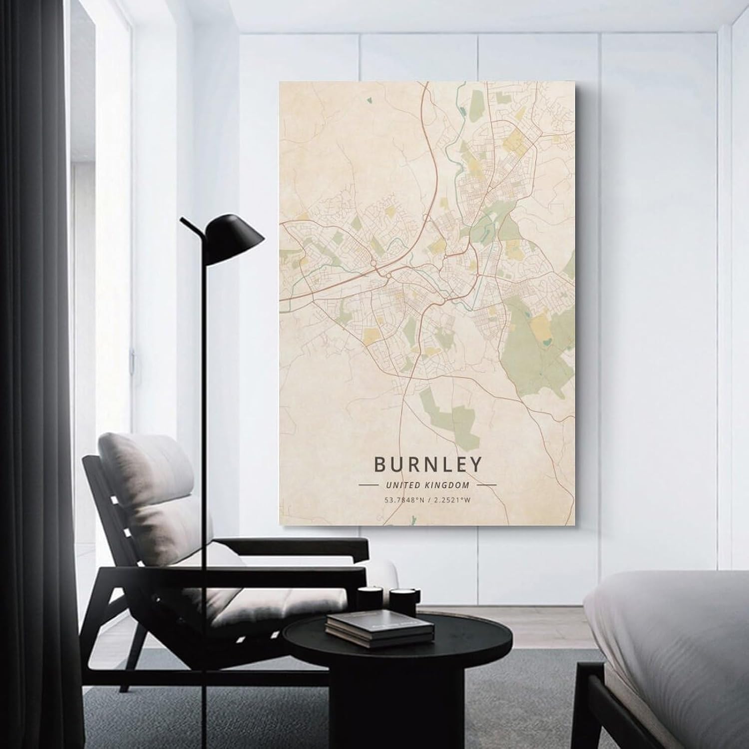 LZTEN Burnley Poster mit Karte des Vereinigten Königreichs, Vintage-Druck, Leinwand, Wandkunstdruck, Poster für Zuhause, Schule, Büro, Dekoration, ungerahmt, 40 x 60 cm – Bild 2