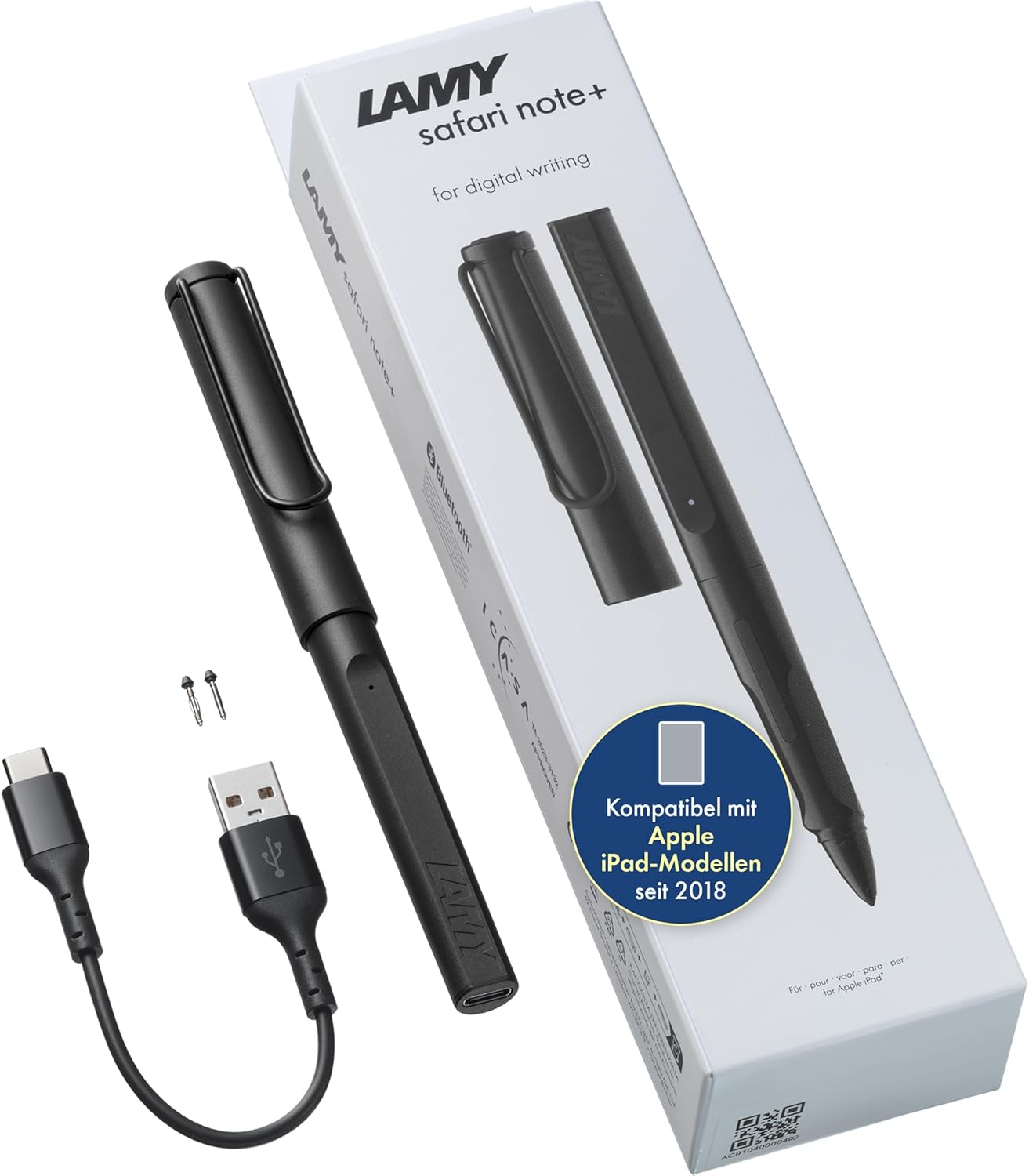 LAMY Safari Note+ All Black iPad Pen - Stylus Pen with Palm Rejection, Tilt Sensitivity & Ergonomic Grip - Compatible with Various iPad Models - Up to 10 Hours Battery Life