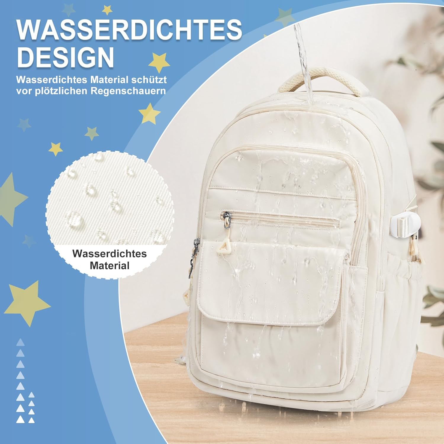 Lendolk School Backpack Large Teenager Girls Boys Plain Backpack Men Women with Laptop Compartment Waterproof School Backpack with Many Compartments School Bags – Bild 5