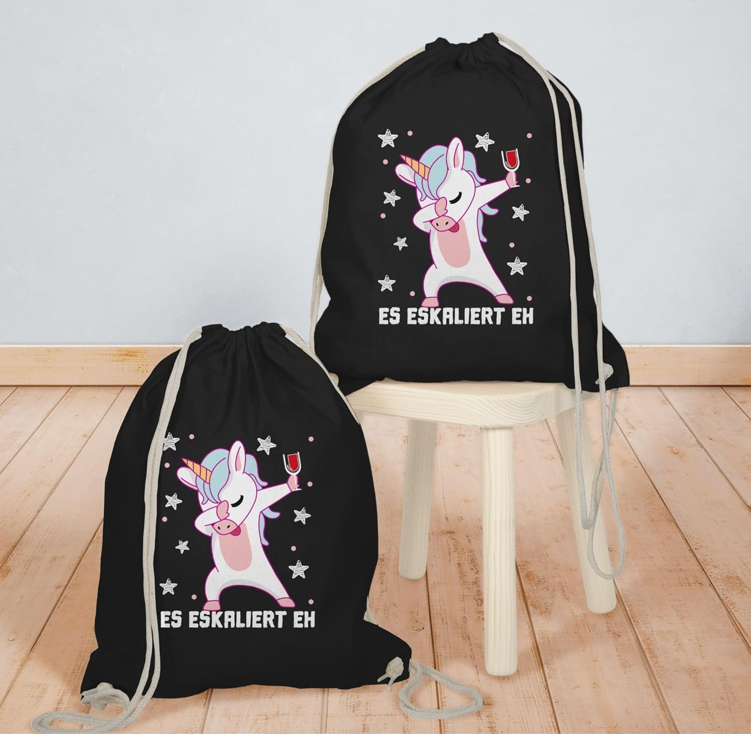 Shirtracer - Party & Alcohol Women's – Es eskaliert eh Unicorn with Wine Glass White – Gym Bag and Cloth Bag Made of Cotton – Bild 6