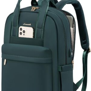 LOVEVOOK Laptop Backpack Women's 15.6 Inch School Backpack Teenager with USB Charging Port, Waterproof Daypacks Travel Backpack, Elegant Travel Backpack Daypack for School, Office, Travel, Dark Green