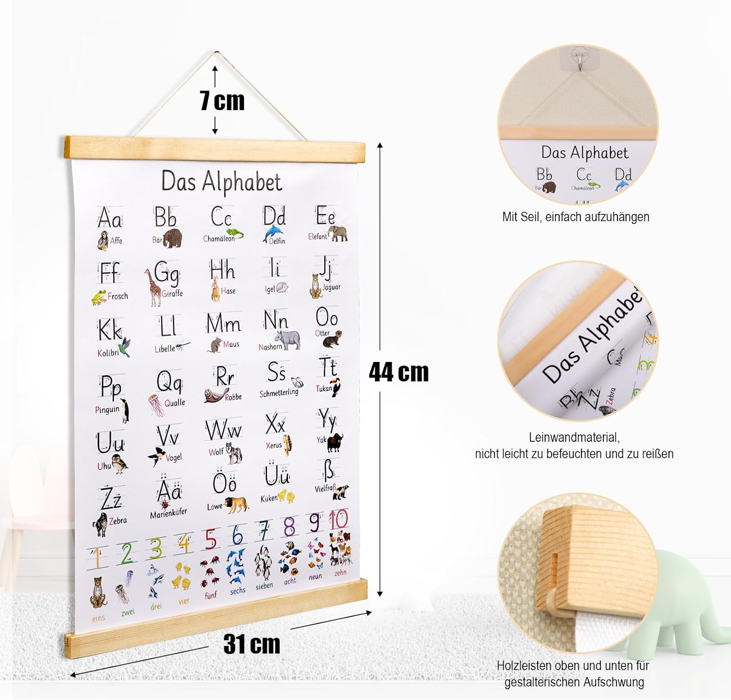 ABC Poster for Children 30 x 40 cm Learning Poster Writing Alphabet Numbers Poster Letters Basic Letters Gift for Wall Decoration Children's Room for School Nursery Primary School Preschool – Bild 2