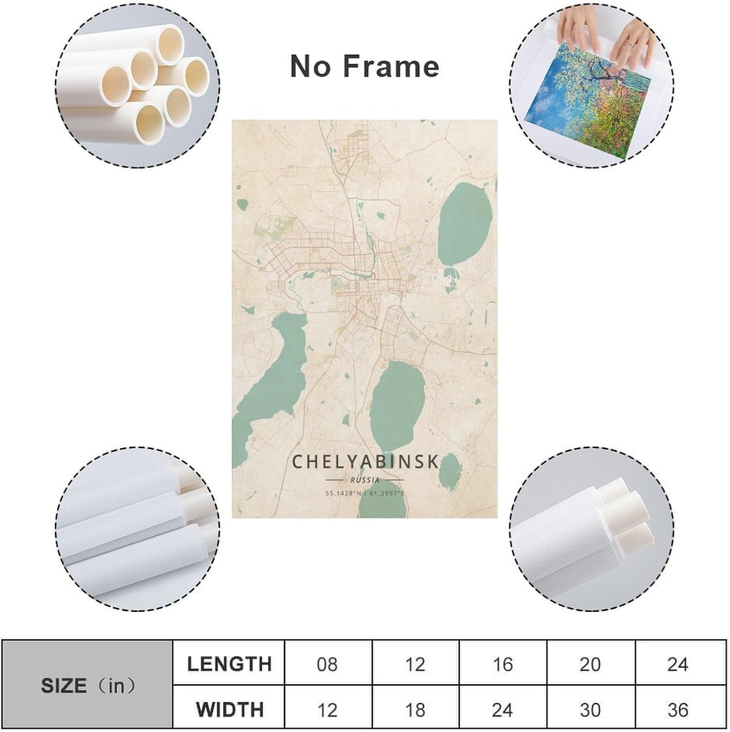 LZTEN Tscheljabinsk, Russland-Karten-Poster, Vintage-Druck, Leinwand, Wandkunstdruck, Poster für Zuhause, Schule, Büro, Dekoration, ungerahmt, 40 x 60 cm – Bild 6