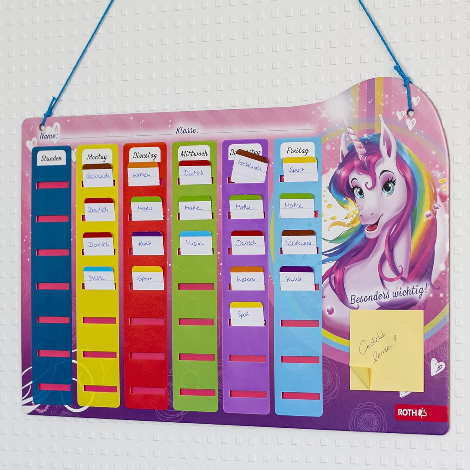 Klipp&Klar Timetable Steck Fix - Unicorn Portrait, A3 - Ideal for Girls in Primary School, Unicorn - Unicorn – Bild 6