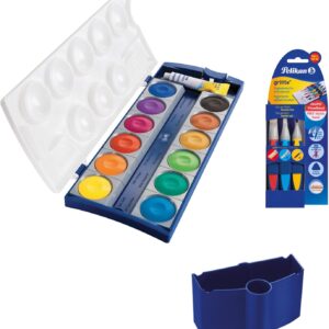 Water Box 808246 for Pelikan Deck Paint Box School Standard (Deck Paint Box 12 Colours + Water Box + Brush Set 3-Piece)