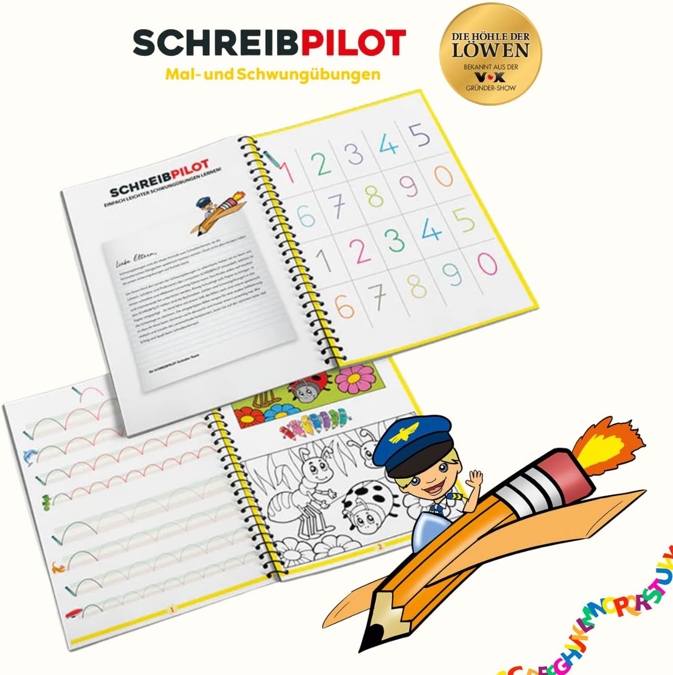 SCHREIBPILOT Writing Book for ABCs with Pre-Embossed Painting and Swing Exercises for Kindergarten and Preschool Children, Learning System Developed by Teachers, Professors and Students – Bild 2
