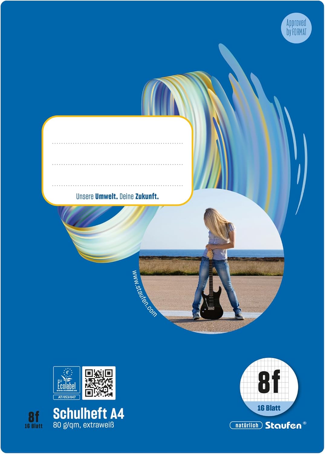 Staufen Style exercise book, 10 notebooks, 16 sheets each, DIN A4, ruling 8f (5 x 9 mm diamond with margin) 80 g/m² paper
