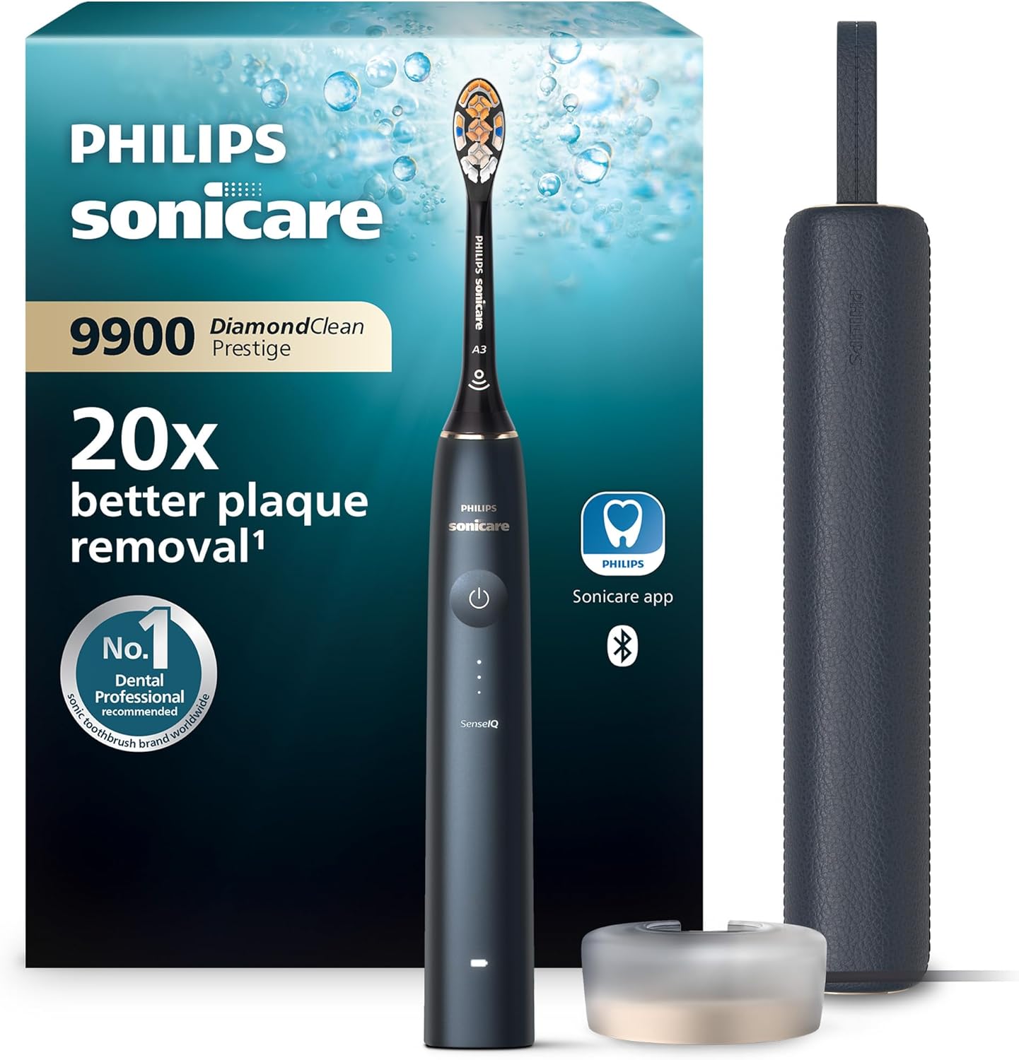 Philips Sonicare Prestige 9900 Our Most Advanced Electric Toothbrush HX9992/12 with SenseIQ All-in-One Brush Head Artificial Intelligence in the Philips Sonicare App Colour: Midnight Blue