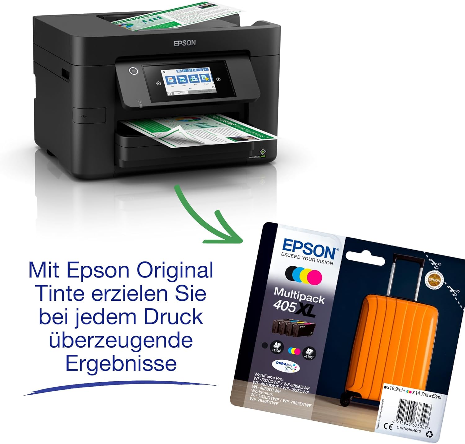 Epson Workforce Pro WF-4820DWF 4-in-1 Ink Multifunctional Device (Print, Scan, Copy, Fax, ADF, WiFi, Ethernet, NFC, Duplex, Single Cartridges, DIN A4), incl. 9 Months ReadyPrint Flex Ink Tariff, Black – Bild 9